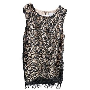 Lela rose silky black cream top